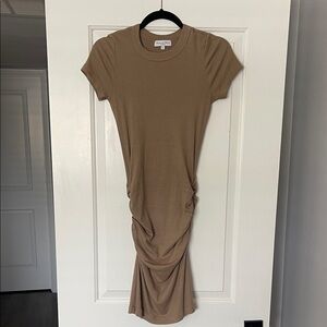 Michael Stars Tan Ruched Midi Dress